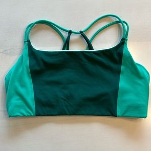 Athleta Green Colorblock Breath In Powervita Sports Bra size M